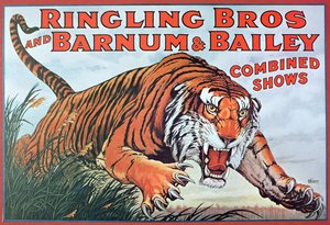 Plakat reklamujący „Ringling Bros. i Barnum & Bailey Combined Shows” autorstwa American School