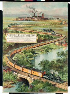Plakat reklamujący Worcester Salt Special, 162 samochody rozpoczęte przez prezydenta-elekta McKinleya, 1897