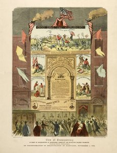 Plakat upamiętniający „Emancypację w Maryland, 1 listopada autorstwa American School