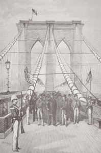 Prezydent Chester A. Arthur podczas ceremonii otwarcia nowego Mostu Brooklińskiego, 24 maja 1883 r. (lito) autorstwa American School