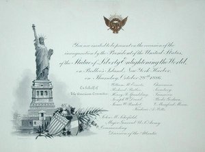 Prezydenckie zaproszenie na inaugurację Statuy Wolności, czwartek 28 października 1886 (rycina) autorstwa American School