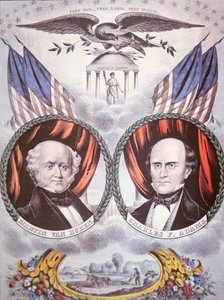 Plakat kampanii prezydenckiej przedstawiający Martina van Burena (1782-1862) i Charlesa F. Adamsa (1807-1886) dla „Free Soil Party” autorstwa American School