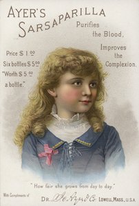 Oczyszcza krew, poprawia cerę, Ayers Sarsaparilla autorstwa American School