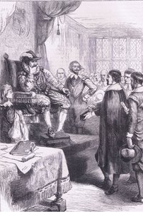Purytanie przed Jakubem I, ilustracja z pubu Cassell