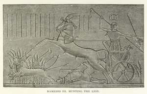 Ramzes III polujący na Lwa autorstwa American School