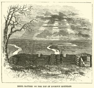 Bateria Rebelii na szczycie góry Lookout, listopad 1863 r. autorstwa American School