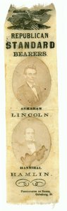 Republikańscy Standard Bearers, Abraham Lincoln i Hannibal Hamlin, 1860 (drukowana tkanina) autorstwa American School