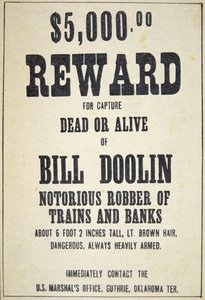 Plakat z nagrodami dla Billa Doolina (1858-96) (lito) autorstwa American School