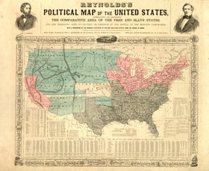 Reynoldss Mapa polityczna Stanów Zjednoczonych, c.1850 autorstwa American School