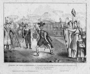 Ryszard III w wykonaniu w Waszyngtonie z najwspanialszym sukcesem przez zespół amatorów, ok. 1834 r autorstwa American School