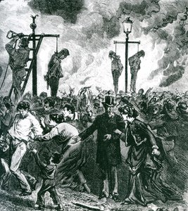 Zamieszki panują podczas Wielkiego Pożaru Chicago w 1871 r autorstwa American School