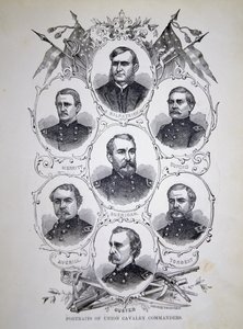 Siedem portretów wybitnych dowódców kawalerii Armii Unii (lito) autorstwa American School