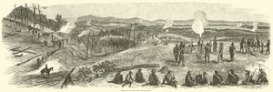 Ostrzelanie linii kolejowej w pobliżu Resaca, maj 1864 autorstwa American School