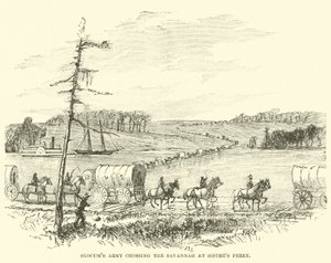 Armia Slocums przekraczająca Savannah w Sisters Ferry, styczeń 1865 autorstwa American School