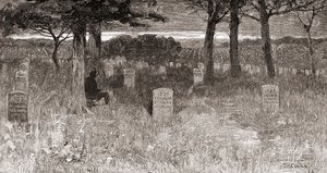 Groby żołnierzy na Cmentarzu Narodowym w Arlington, hrabstwo Arlington, Wirginia, w XIX wieku, z "The Century Illustrated Monthly Magazine", opublikowanego w 1884 r. (rycina) autorstwa American School