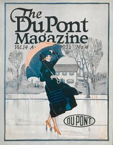 Coś nowego w odzieży sportowej, przednia okładka magazynu DuPont, kwiecień 1921 r. autorstwa American School