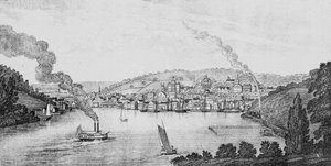 South View of Norwich City, z „Zbiory historyczne Connecticut”, John Warner Barber, 1856 autorstwa American School