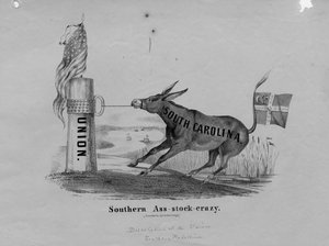 Southern ass-stock-crazy, opublikowane przez Johna T. Ruoffa, Nowy Jork, ok. 1861 r. autorstwa American School
