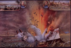 Wojna hiszpańsko-amerykańska 1898, USS Maine wysadzony w powietrze w porcie w Hawanie autorstwa American School