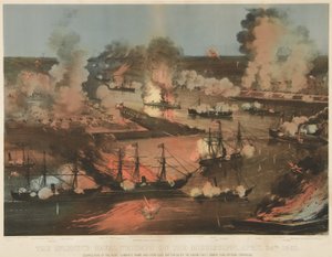 Splendid Naval Triumph of the Missisipi, wyd. 1862 (kolor lito) autorstwa American School