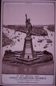 Statua Wolności „do wzniesienia na Bedloe’s Island”, odbitka z 1885 r. (rycina) autorstwa American School