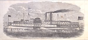 Steamship Drew, Bilet na Peoples Evening Line, Albany do Nowego Jorku, verso (rycina [bilet]) autorstwa American School