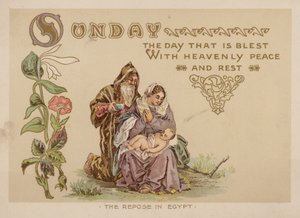 Niedziela, dzień błogosławiony niebiańskim pokojem i odpoczynkiem (chromolitho) autorstwa American School