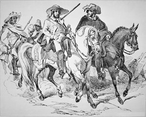 Texas Rangers w okresie Republiki Teksasu (1836-45) 1842 (grawerowanie) autorstwa American School