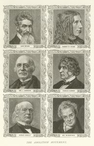 Ruch Abolicji, John Brown, Harriet B Stowe, William L Garrison, Charles Sumner, Horace Greeley, William Wilberforce autorstwa American School