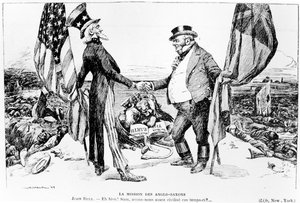 Misja anglosaska, ilustracja z Le Rire, 1899