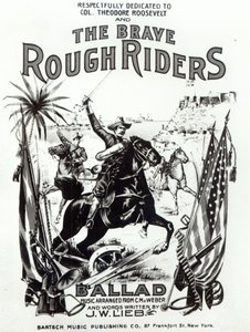 „The Brave Rough Riders”, okładka utworu, wydrukowana przez Bartsch Music Publishing Co, Nowy Jork autorstwa American School
