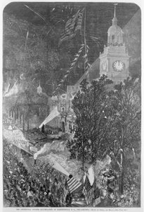 Centennial Fourth: Iluminacja Independence Hall, Filadelfia, z „Harper