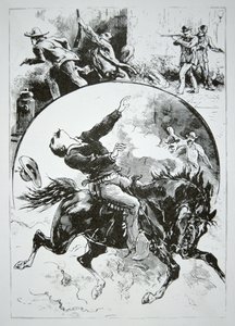 The Dalton Gang, zestrzelony przez zirytowanych obywateli Coffeyville, z „Narodowej Gazety Policyjnej”, 5 października 1892 (rycina) autorstwa American School