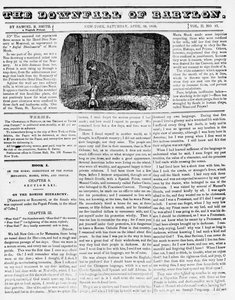 Upadek Babilonu, ilustracja z broszury antykatolickiej przedstawiająca zakonnicę wrzucającą zamordowane niemowlę do dołu, 1836 (druk gazetowy) autorstwa American School