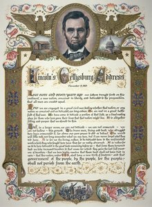Przemówienie gettysburskie wygłoszone przez Abrahama Lincolna (1809-1865) autorstwa American School