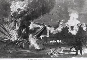 Wnętrze Fortu Sumter podczas bombardowania, 12 kwietnia 1861 r., z "Harper