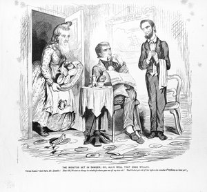 Monitor w niebezpieczeństwie, czyli wszystko dobrze, co się dobrze kończy, ok. 1862 r. autorstwa American School