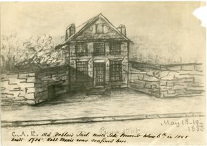 The Old Debtor Jail, Side of Prune St. poniżej 6., ilustracja z albumu Castnera, 1858 (fotolitografia) autorstwa American School