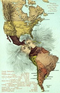 Całowanie się Kanału Panamskiego, Oceanu Spokojnego i Atlantyku (kolor lito) autorstwa American School