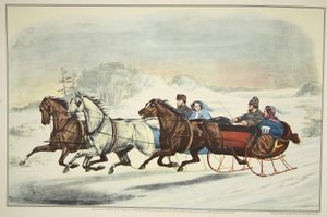The Sleigh Race, pub. 1859, Currier & Ives autorstwa American School
