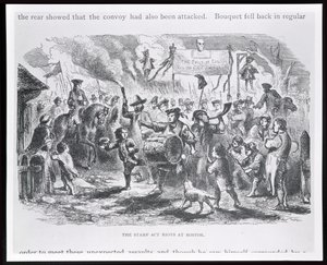 The Stamp Act Riots at Boston, 25 sierpnia 1765, z „Historii młodzieży Stanów Zjednoczonych” autorstwa Ellisa autorstwa American School