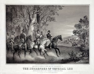Poddanie się generała Lee, wyd. 1866 (litografia) autorstwa American School