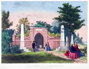 Grobowiec Waszyngtona, Mount Vernon, Wirginia, wyd. c.1857 (kolor lito) autorstwa American School