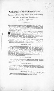 Karta Praw Stanów Zjednoczonych, ukończona 1789 (druk) autorstwa American School