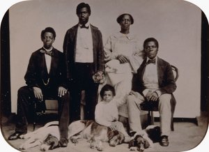 Scena weselna, ok. 1860 r. (blaszana półpłytowa, ręcznie kolorowana, w skórzanym etui) autorstwa American School