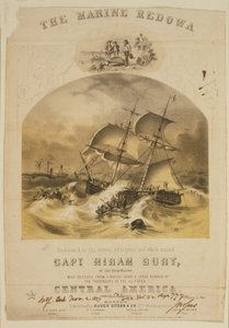 Bryg Marine ratujący pasażerów w łodziach ratunkowych z parowca SS Central America po tym, jak został złapany przez huragan u wybrzeży Karoliny we wrześniu 1857 roku. Ponad 550 utonęło i 30 000 funtów (14 000 kg) kalifornijskiego złota zginęło. autorstwa American School
