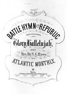 Strona tytułowa do Hymnu bojowego Republiki, napisanego przez Julię Ward Howe (1819-1910) 1862 autorstwa American School