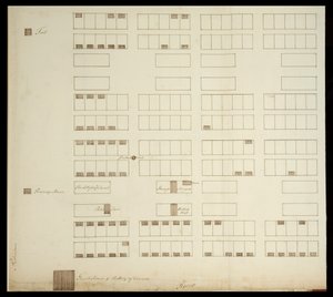 Plan miasta Savannah, c.1733 (pióro i atrament na papierze) autorstwa American School