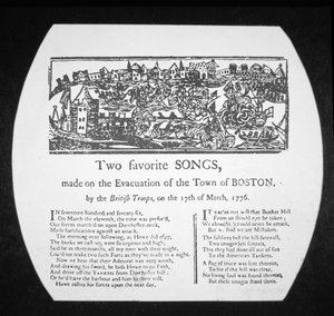 Dwie ulubione piosenki, wykonane podczas ewakuacji Bostonu przez wojska brytyjskie, 17 marca 1776 (rycina) autorstwa American School