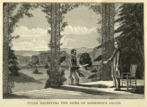 Tyler odbiera wiadomość o śmierci Harrisona, pub.1888 (rycina) autorstwa American School